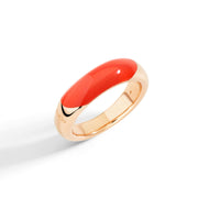 Anello Rondelle DoDo in argento 925 dorato oro rosa 18K con smalto arancione, design a moduli mobili.